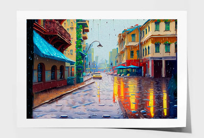 Rainy Street City Abstract Design Wall Art Limited Edition High Quality Print