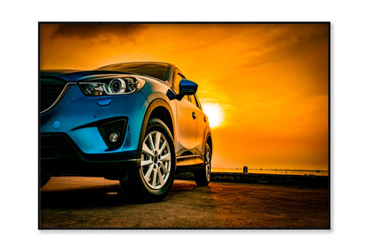 Blue Mazda SUV Parked on A Lake Home Decor Premium Quality Poster Print Choose Your Sizes