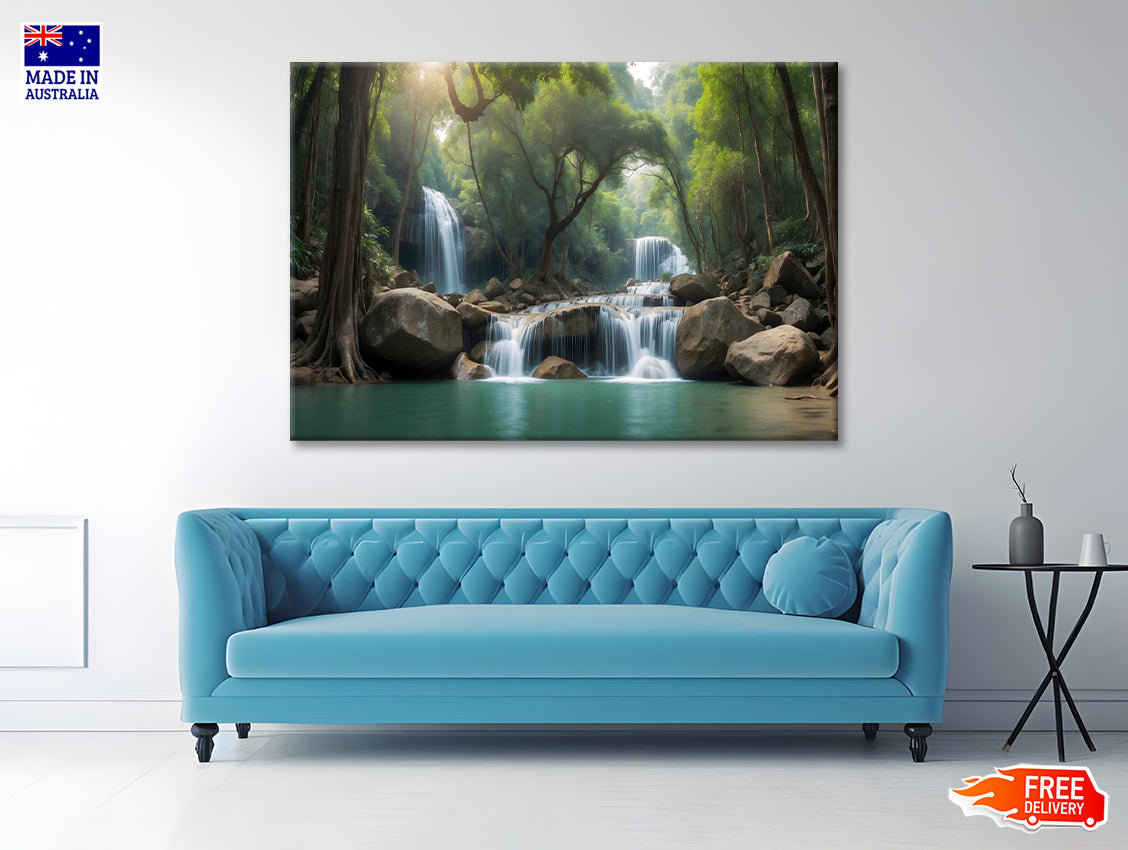 Waterfall in a Forest Print 100% Australian Made - Bella Home Decor