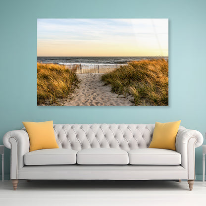 Shore of Hampton Beach New York Acrylic Glass Print Tempered Glass Wall Art 100% Made in Australia Ready to Hang - Bella Home Decor