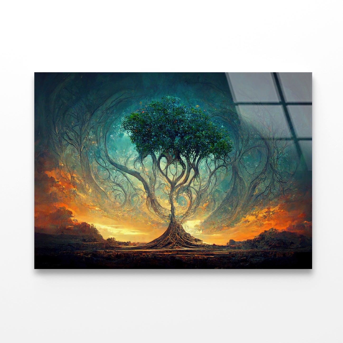 Life of Tree with Colorful Sky Acrylic Glass Print Tempered Glass Wall Art 100% Made in Australia Ready to Hang - Bella Home Decor