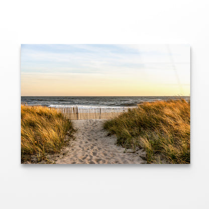Shore of Hampton Beach New York Acrylic Glass Print Tempered Glass Wall Art 100% Made in Australia Ready to Hang - Bella Home Decor