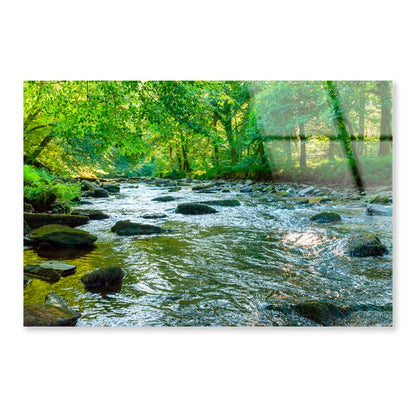 Along The River Barle in Tarr Steps Woodland Acrylic Glass Print Tempered Glass Wall Art 100% Made in Australia Ready to Hang