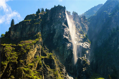 Waterfall In Mauvoisin Valley Glass Framed Wall Art, Ready to Hang Quality Print