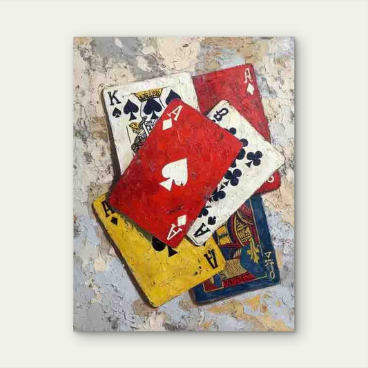 Featuring Clubs Playing Cards, Retro Poker 60x90cm Metal Print Ready to Hang