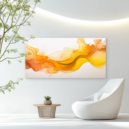 Warm Golden Flowing Abstract Wall Art Canvas Office Home Room Framed 120x60cm