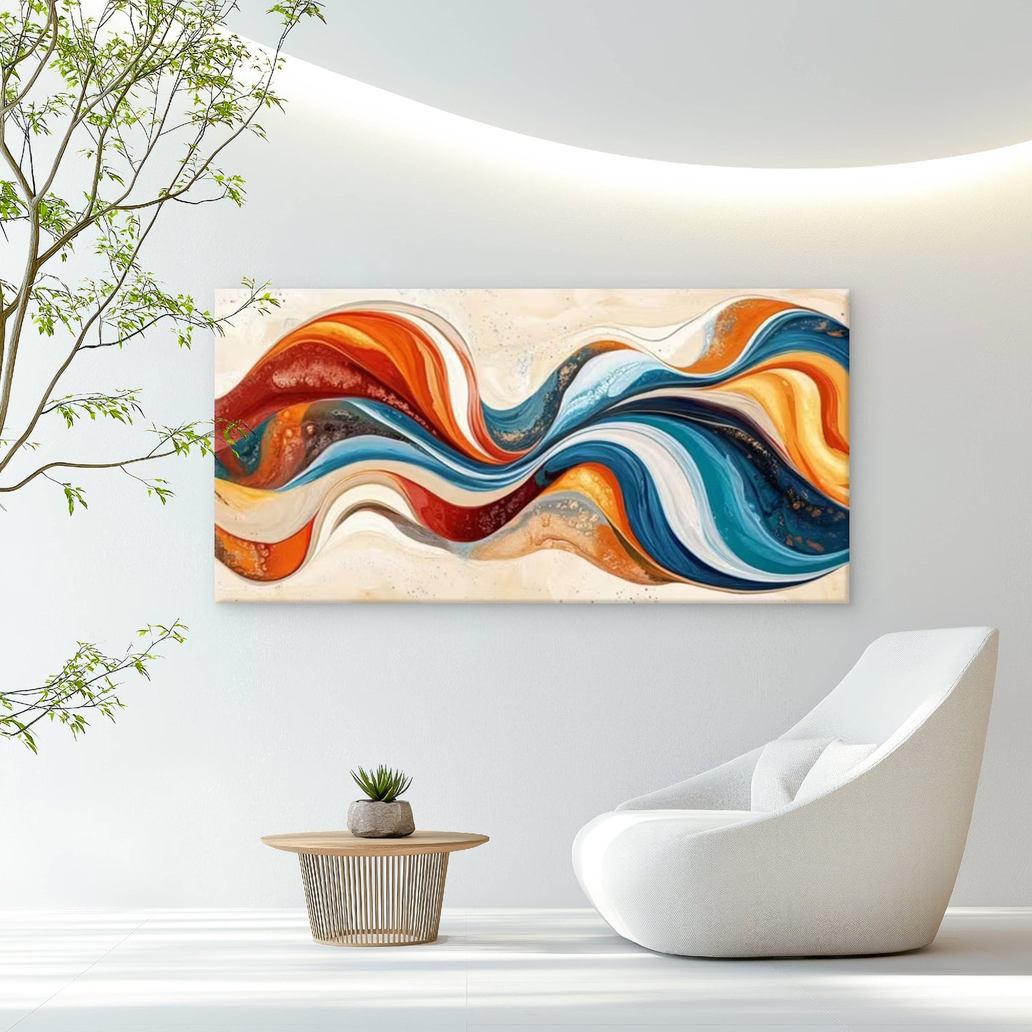 Dynamic Swirls Abstract Wall Art Canvas Office Home Room Framed 120x60cm