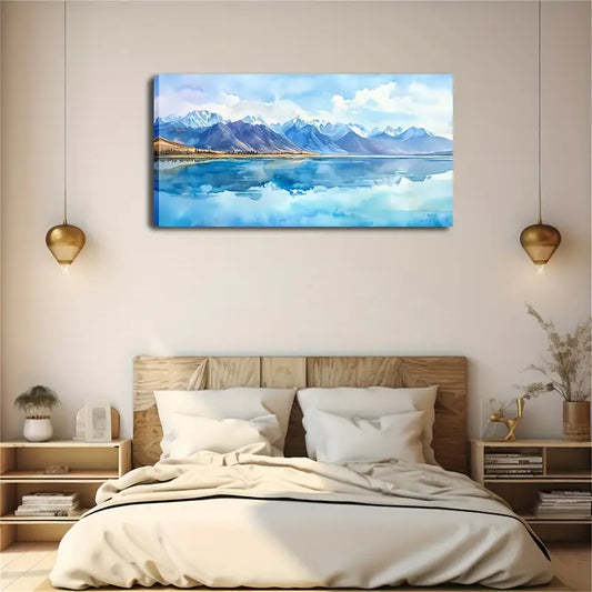 Minimalist Mountain Lake Reflection Wall Art Canvas Office Home Room Framed 120x60cm