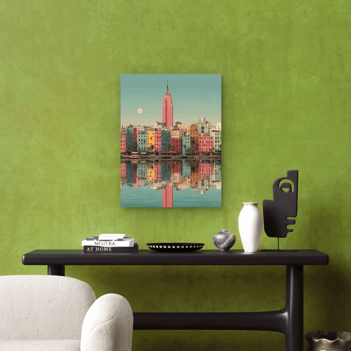 New York Soft Pink Cityscape Metal Print Ready to Hang