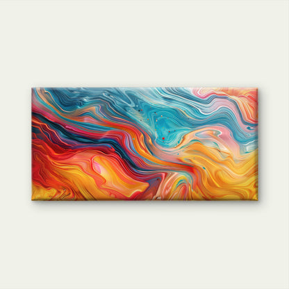 Vibrant Fluid Abstract Motion Wall Art Canvas Office Home Room Framed 120x60cm