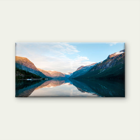 Norwegian Fjord Reflection Wall Art Canvas Office Home Room Framed 120x60cm