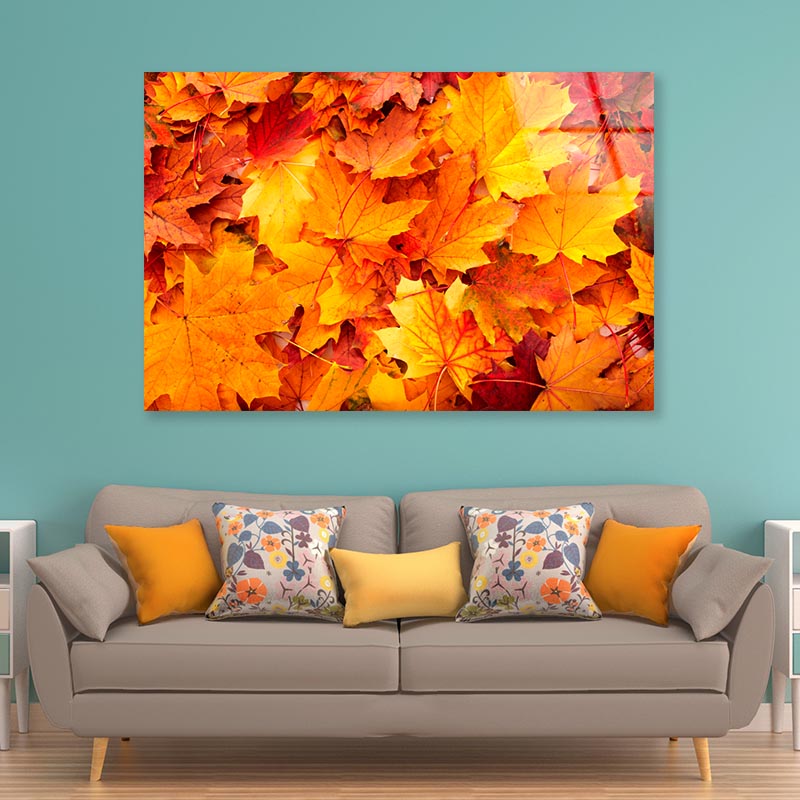 Autumn Orange Leaves Acrylic Glass Print Tempered Glass Wall Art 100% Made in Australia Ready to Hang