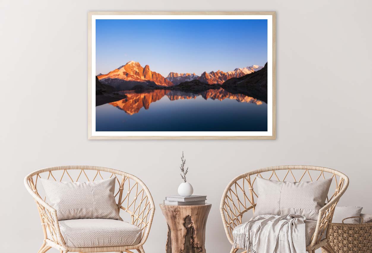 Mountain Landscape at Sunset with Reflection in Lake Home Decor Premium Quality Poster Print Choose Your Sizes