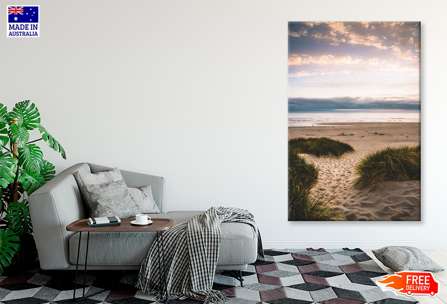 Sandy Trail Leads to The Beach Under Sunset on The Oregon Coas Wall Art Decor 100% Australian Made