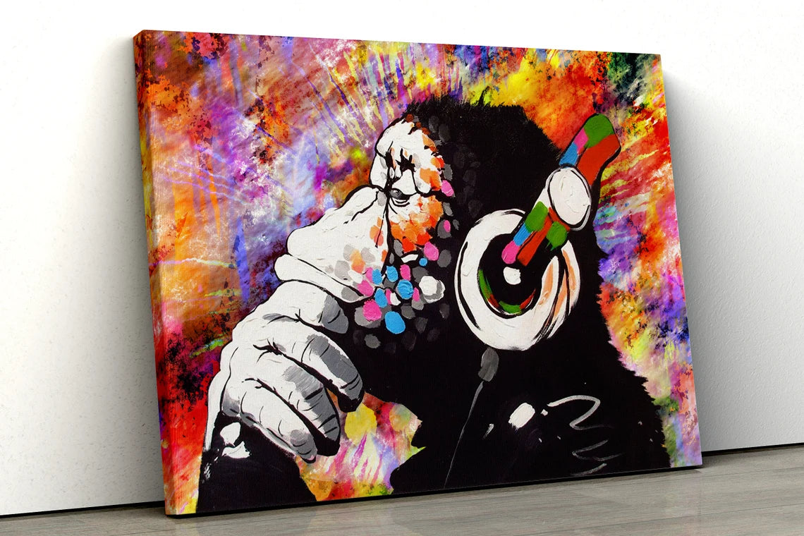 Banksy DJ Monkey colourful abstract UV Direct Aluminum Print Australian Made Quality