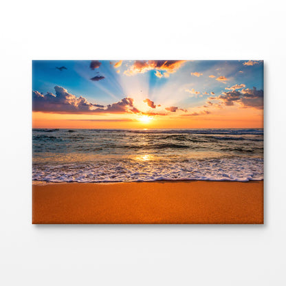 Bella Home Colorful Ocean Beach Sunrise Print Canvas Ready to hang