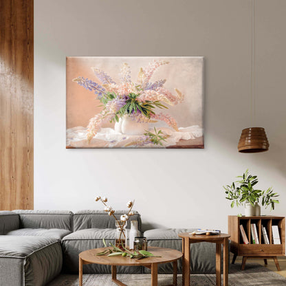 Soft Pastel Lavender Lupine Rustic Floral Bouquet Wall Art Decor 100% Australian Made