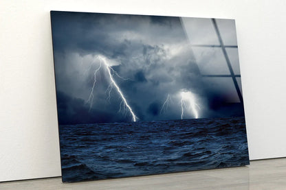 Lightning Sky Over Sea UV Direct Aluminum Print Australian Made Quality