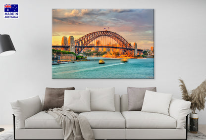 Sunset Over Sydney Harbour Bridge Wall Art Decor 100% Australian Made