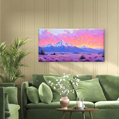 Purple Mountain Field View Wall Art Canvas Office Home Room Framed 120x60 cm - Bella Home Decor