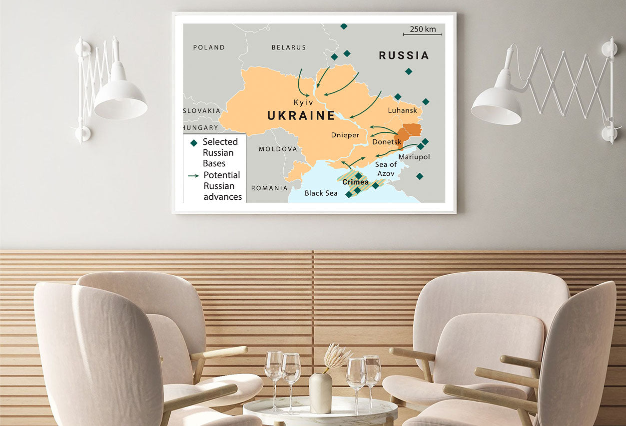 Russia, Ukraine & The Middle East Map Home Decor Premium Quality Poster Print Choose Your Sizes