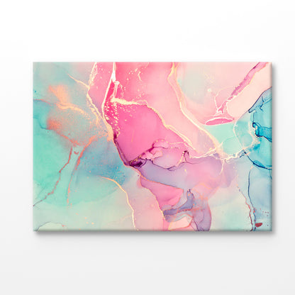 Bella Home Pink & Blue Color Abstract Print Canvas Ready to hang