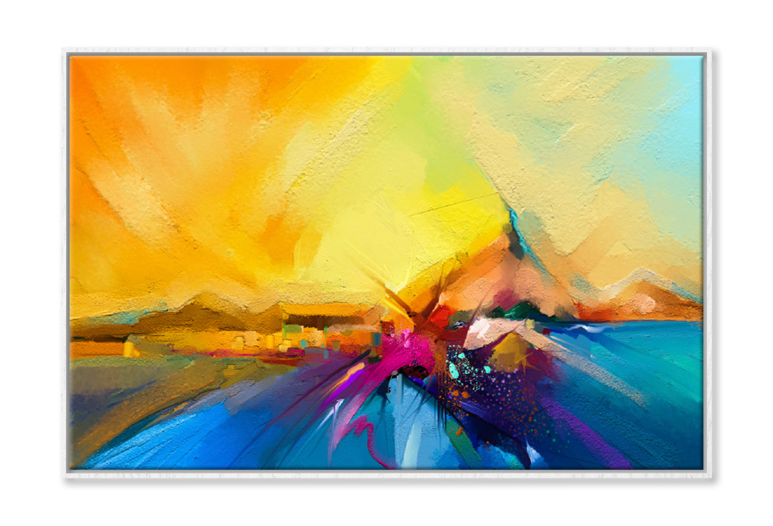 Colorful Oil Painting Limited Edition High Quality Print Canvas Box Framed White