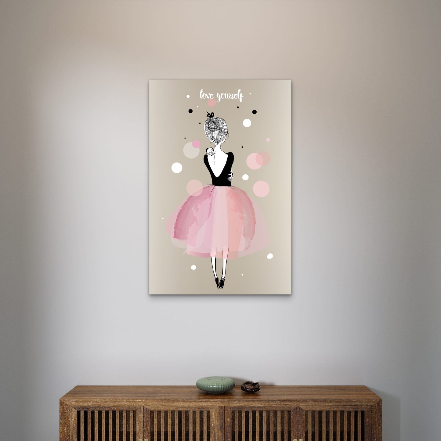 Pink Ballerina Love Youself Quote 60x90cm Metal Print Ready to Hang - Bella Home Decor