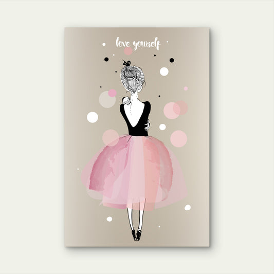 Pink Ballerina Love Youself Quote 60x90cm Metal Print Ready to Hang