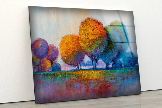 Colorful Trees Painting UV Direct Aluminum Print Australian Made Quality