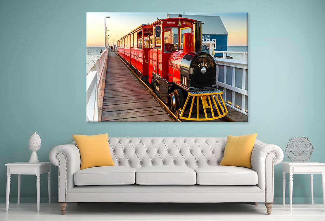 Busselton Jetty Western Australia Train Sunset Wall Art Decor 100% Australian Made