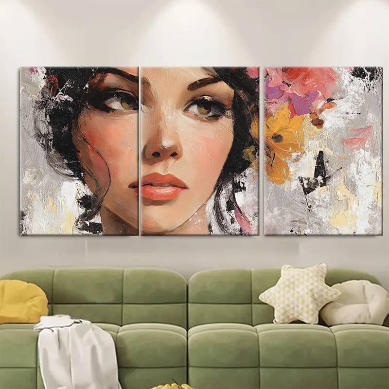 3pcs Woman Painting Feminine Abstract Wall Art Set Canvas Unframed - High Quality Print 100% Australian Made Wall Canvas - Bella Home Decor