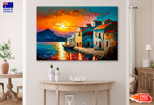 Ocean View In Evening Time Oil Painting Wall Art Limited Edition High Quality Print