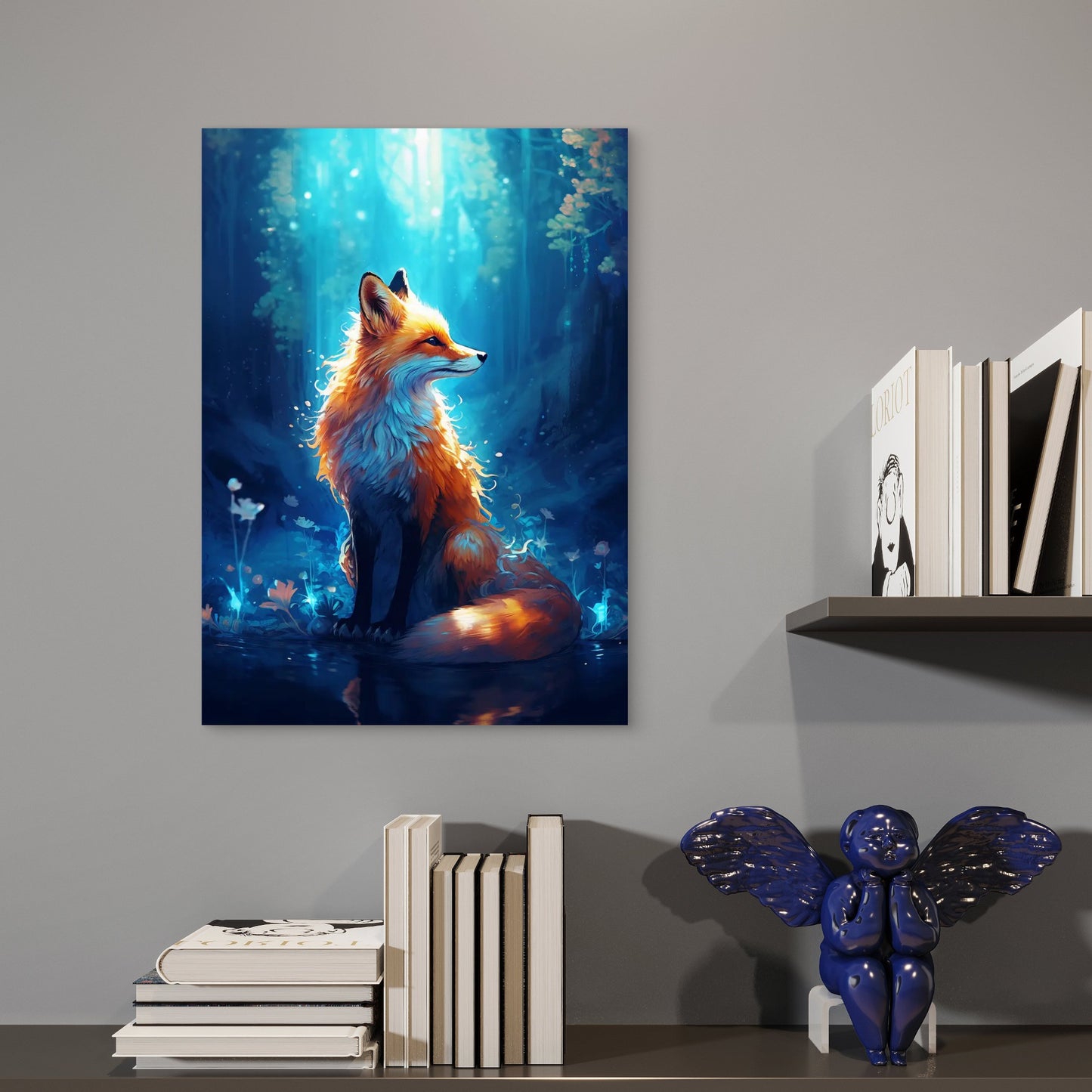 Mystic Forest Fox Fantasy 40x60cm Metal Print Ready to Hang