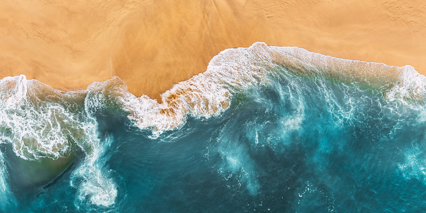 Blue Ocean Waves Crashing Beach Wall Art Canvas Office Home Room Framed 120x60cm