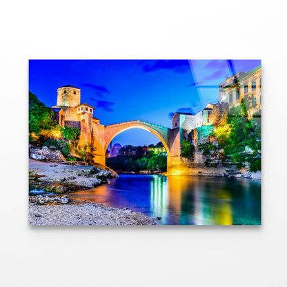 Bosnia Bridge & Blue Sky Acrylic Glass Print Tempered Glass Wall Art 100% Made in Australia Ready to Hang