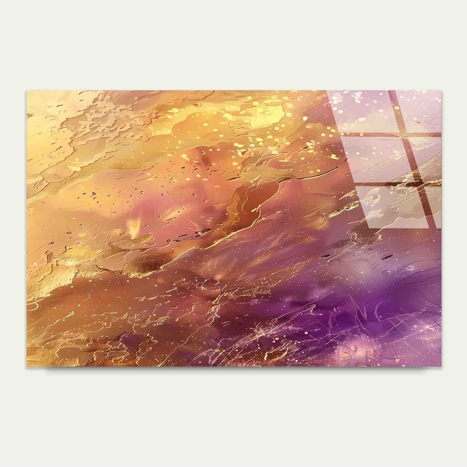 Opulent Purple Gilded Tempered Glass Printing Wall Art Australian Made Quality - Bella Home Decor