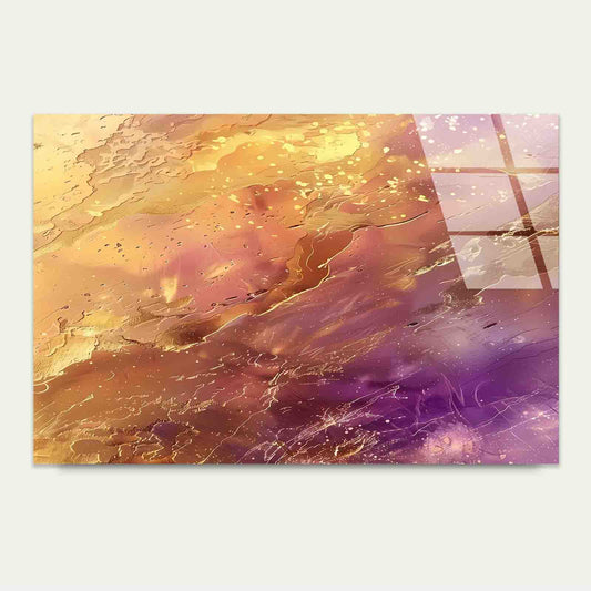 Opulent Purple Gilded Tempered Glass Printing Wall Art Australian Made Quality - Bella Home Decor