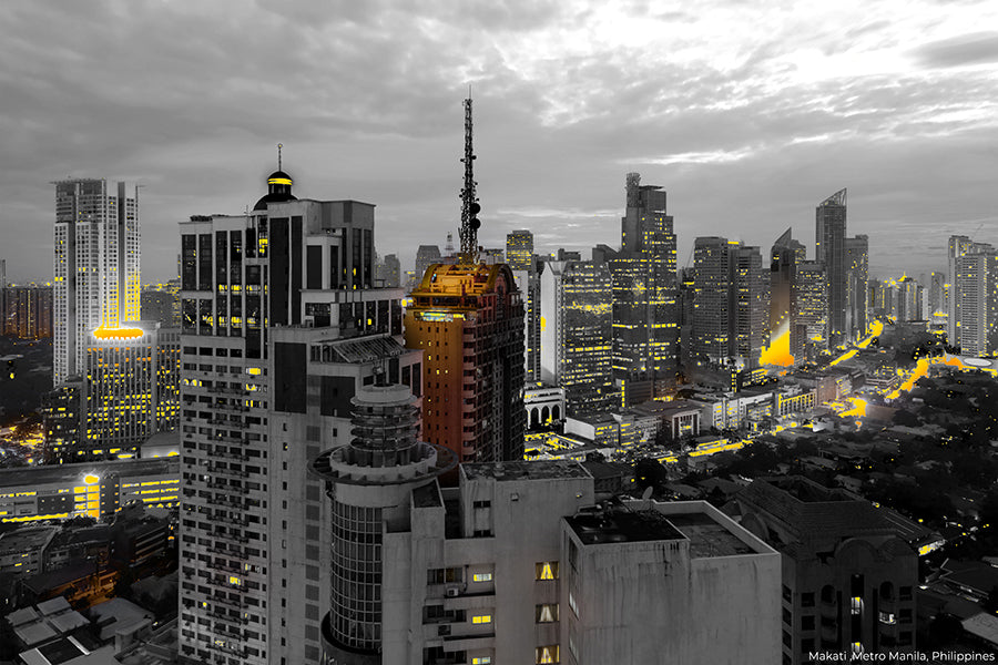 Makati Skyline, Manila Philippines Abstract Stunning Design Print 100% Australian Made