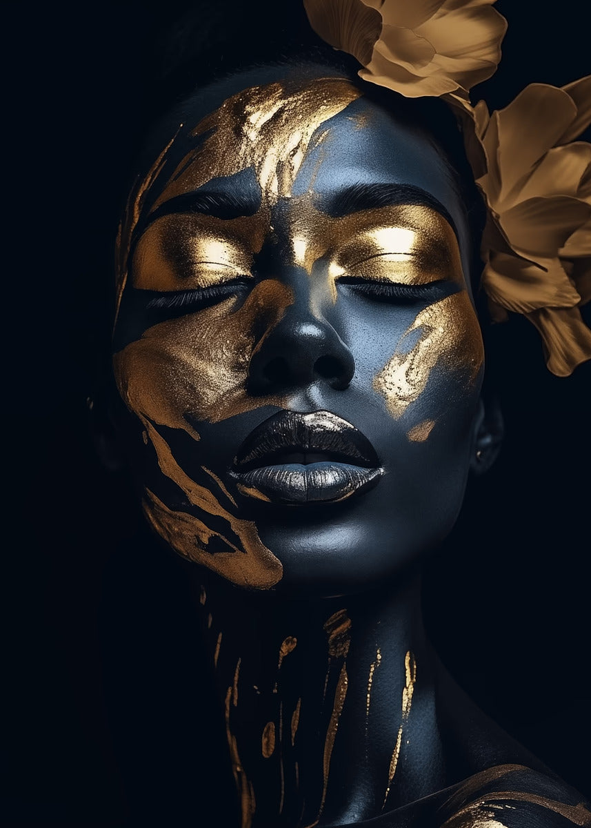 Gold & Black Luxury Woman Portrait Fashion Home Decor Premium Quality Poster Print Choose Your Sizes - Bella Home Decor