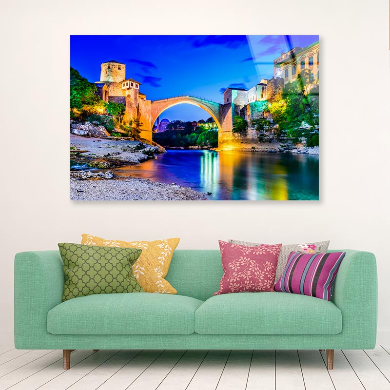 Bosnia Bridge & Blue Sky Acrylic Glass Print Tempered Glass Wall Art 100% Made in Australia Ready to Hang