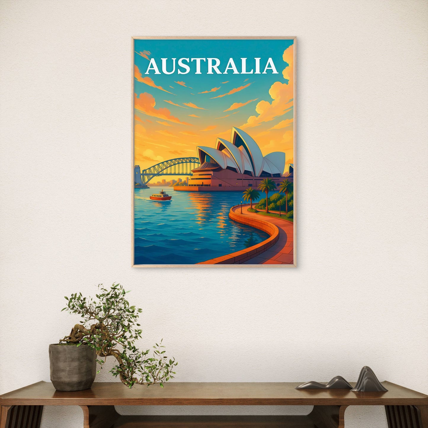 Australia Sydney Opera House and Harbour Bridge Scenery Travel Poster Print Wall Art