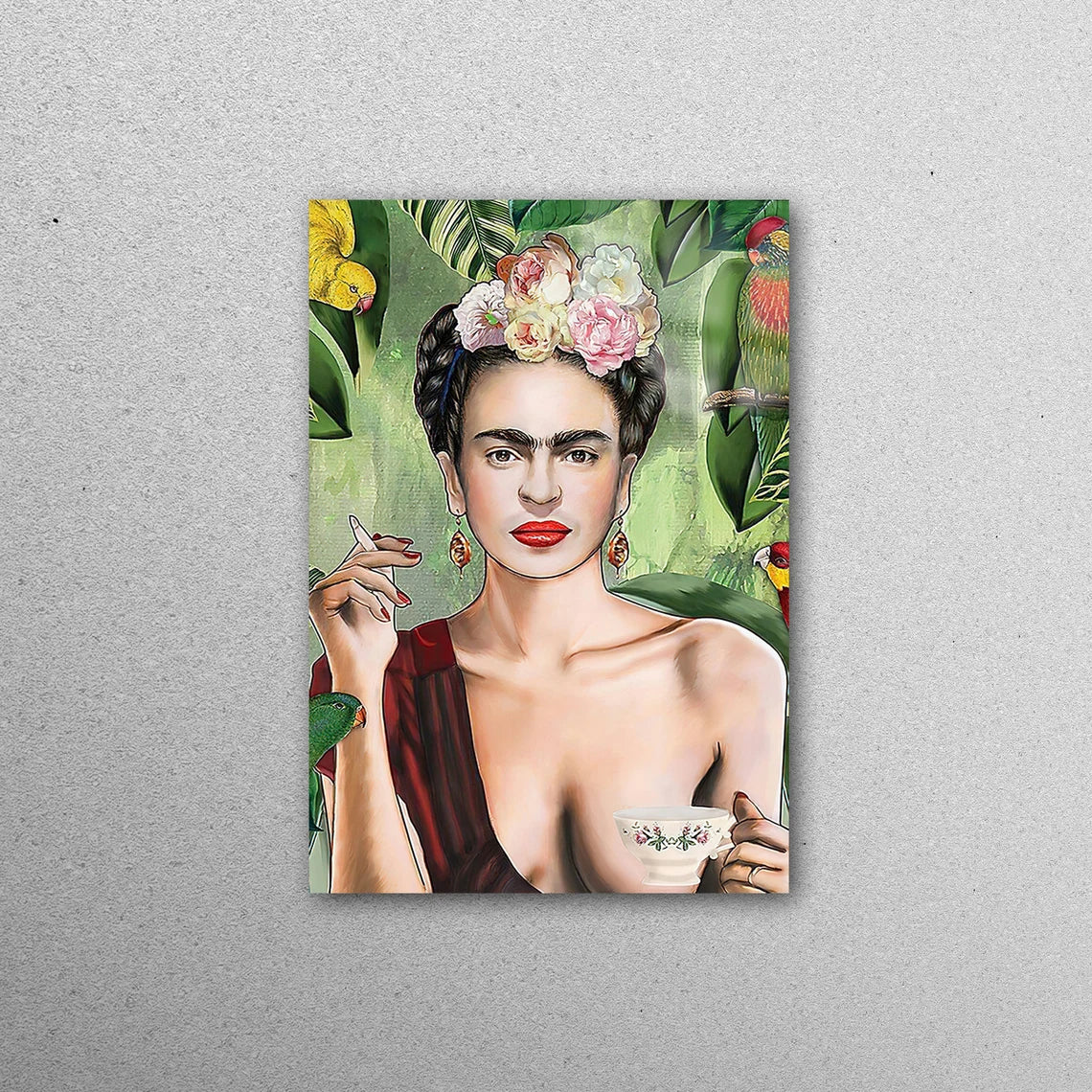 Frida Kahlo Tea Cup Acrylic Glass Print Tempered Glass Wall Art 100% Made in Australia Ready to Hang