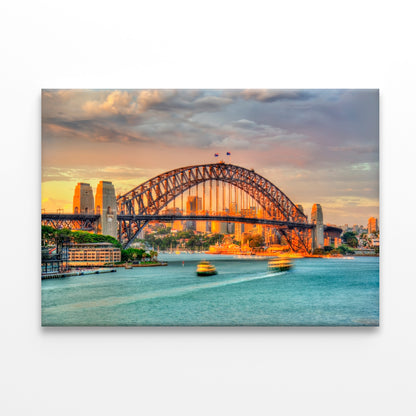 Sunset Over Sydney Harbour Bridge Wall Art Decor 100% Australian Made
