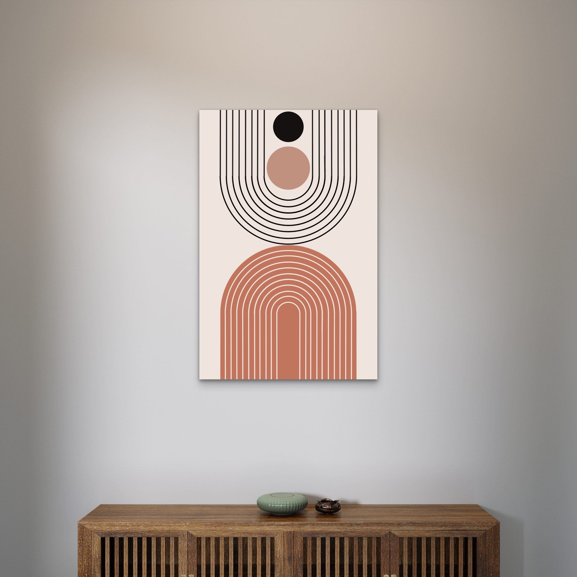 Terracotta Arch Sun Pattern Abstract 40x60cm Metal Print Ready to Hang - Bella Home Decor