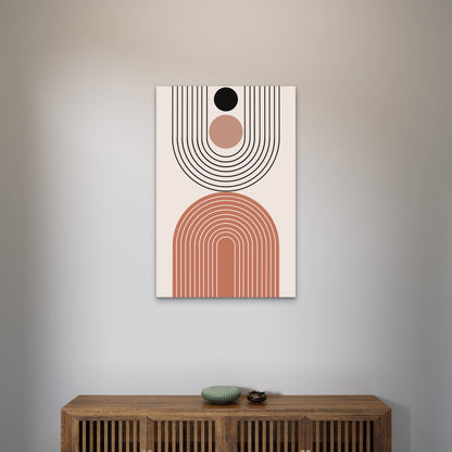 Terracotta Arch Sun Pattern Abstract 40x60cm Metal Print Ready to Hang - Bella Home Decor