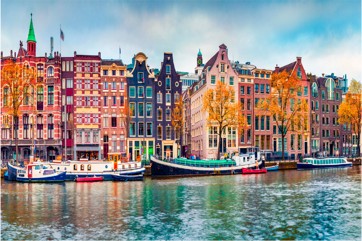 Amsterdam Canal Houses Boats Holland Wall Art Decor 100% Australian Made