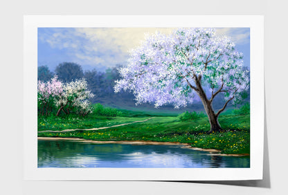 Spring Nature Trees Oil Painting Wall Art Limited Edition High Quality Print Unframed Roll Canvas None