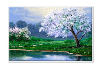 Spring Nature Trees Oil Painting Wall Art Limited Edition High Quality Print Canvas Box Framed White