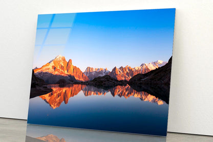 Mountain Landscape at Sunset with Reflection in Lake Acrylic Glass Print Tempered Glass Wall Art 100% Made in Australia Ready to Hang